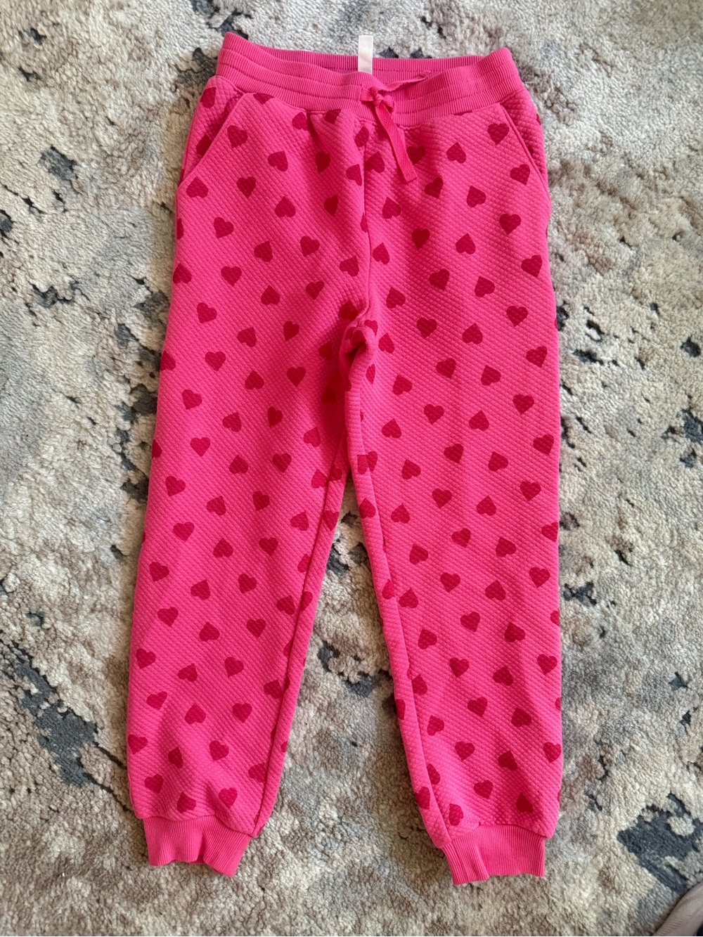 Janie & Jack Girls' Pink Heart Print Jogger One-Piece Pants